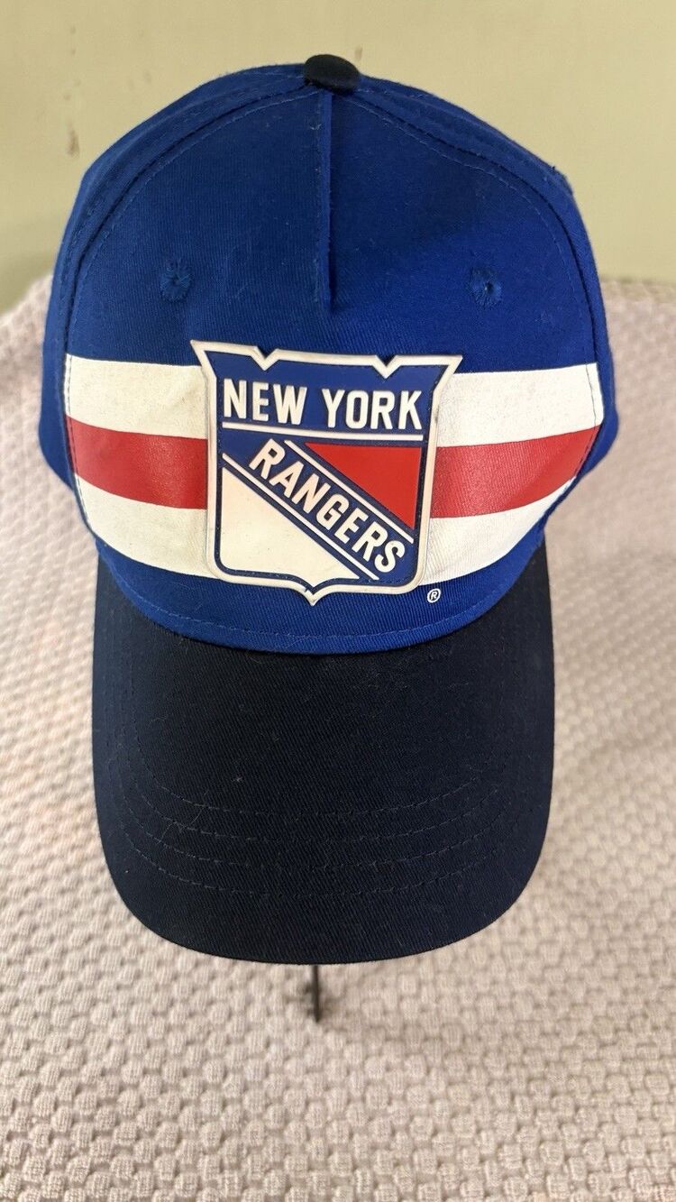 New York Rangers Stripe Hat – Fanatics NHL Adjustable Cap Blue White Red Logo